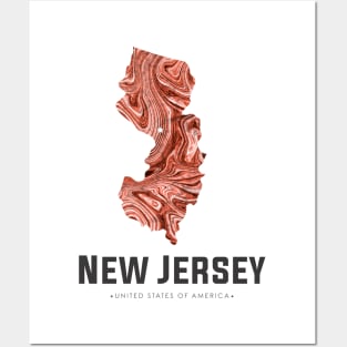 New Jersey state map abstract brown Posters and Art